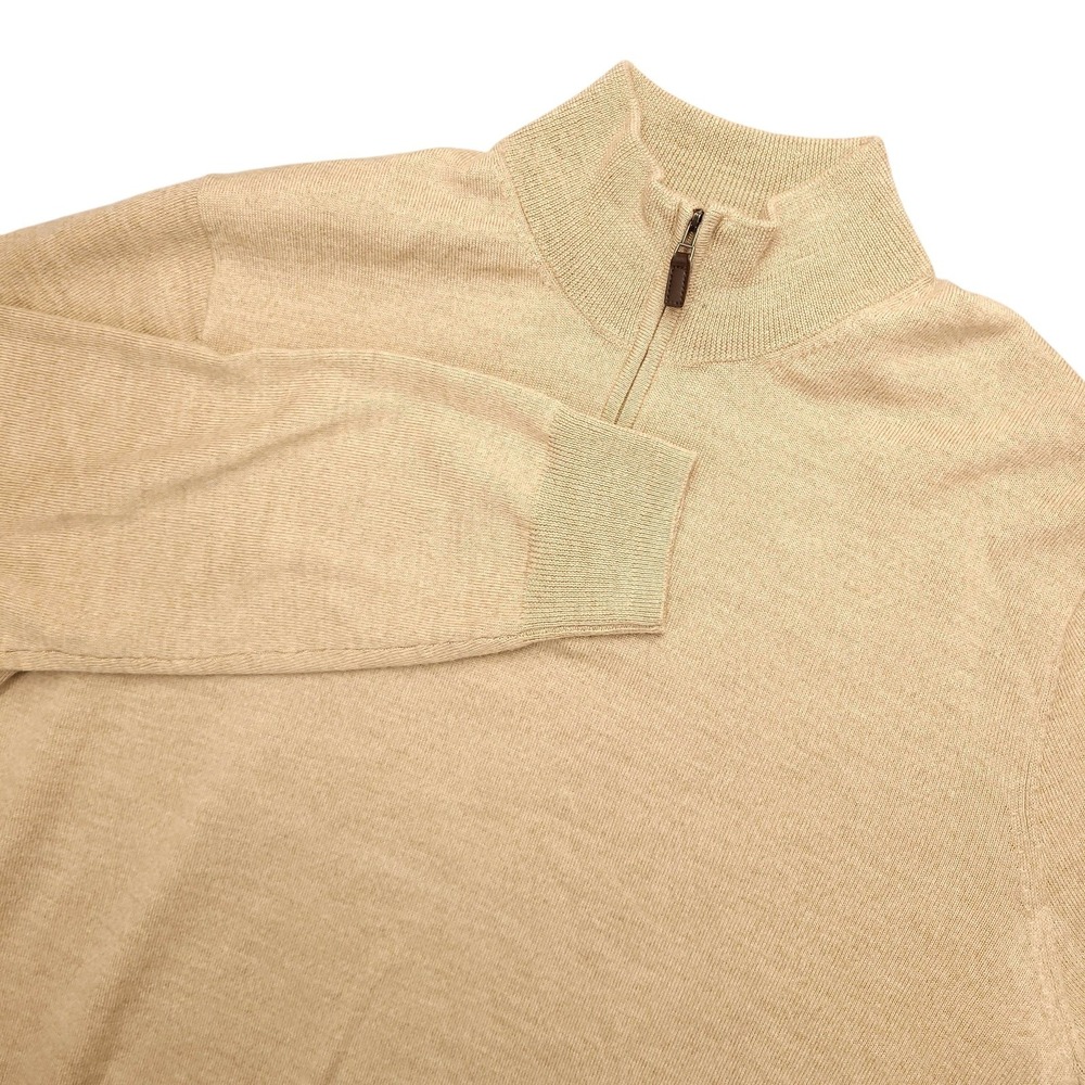 Jos A Bank Sweater Mens Large‎ Beige 100% Merino Wool 1/4 Zip Mock Neck Pullover